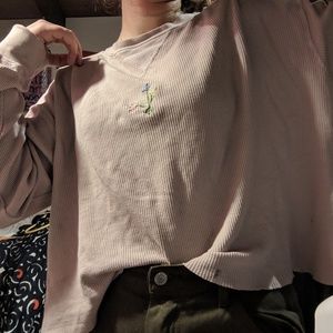 Pink Brandy Melville Top with Added Embroidery